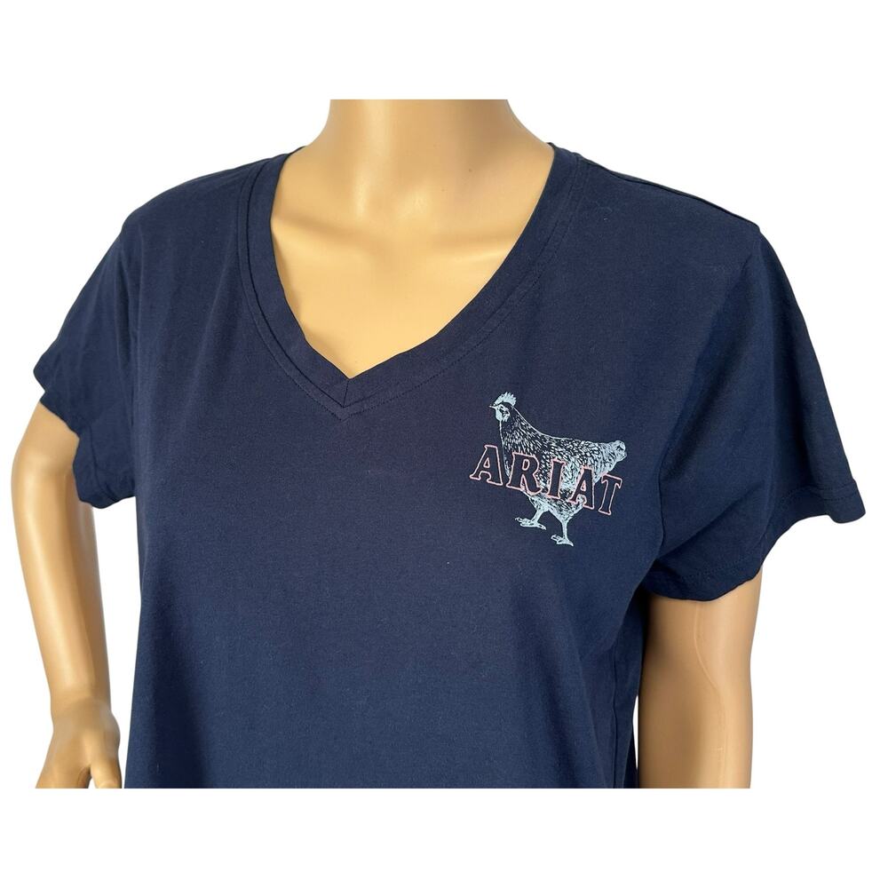 2/$30 Ariat Real Mama Hen Tee Navy Blue Size L - Picture 7 of 10